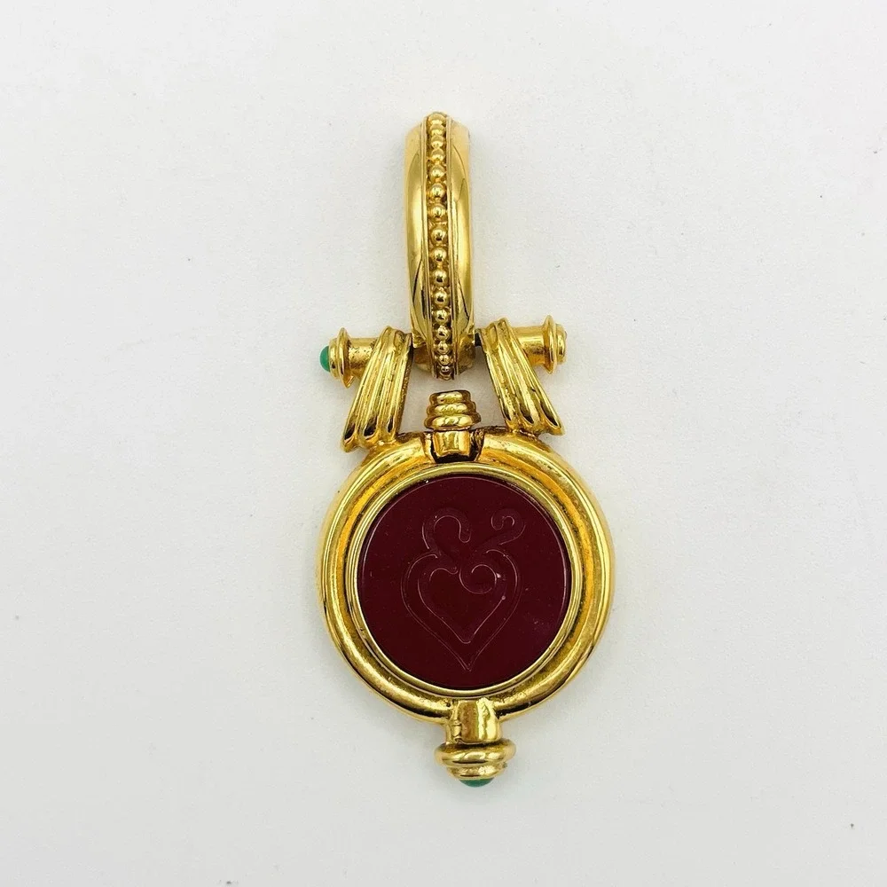 Vintage Tova Beverly Hills Gold Pendant Reversible Perfume Holder Powder Compact